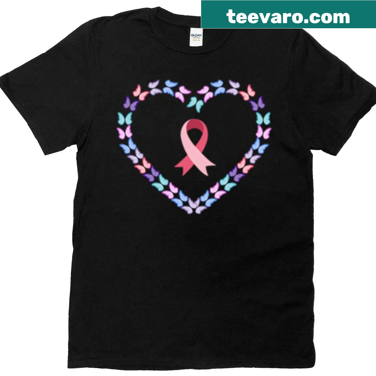 Butterflies illustration for cancer support T-shirt — on a men's t-shirt