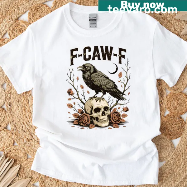 Raven skull and floral design on a mystical T-shirt