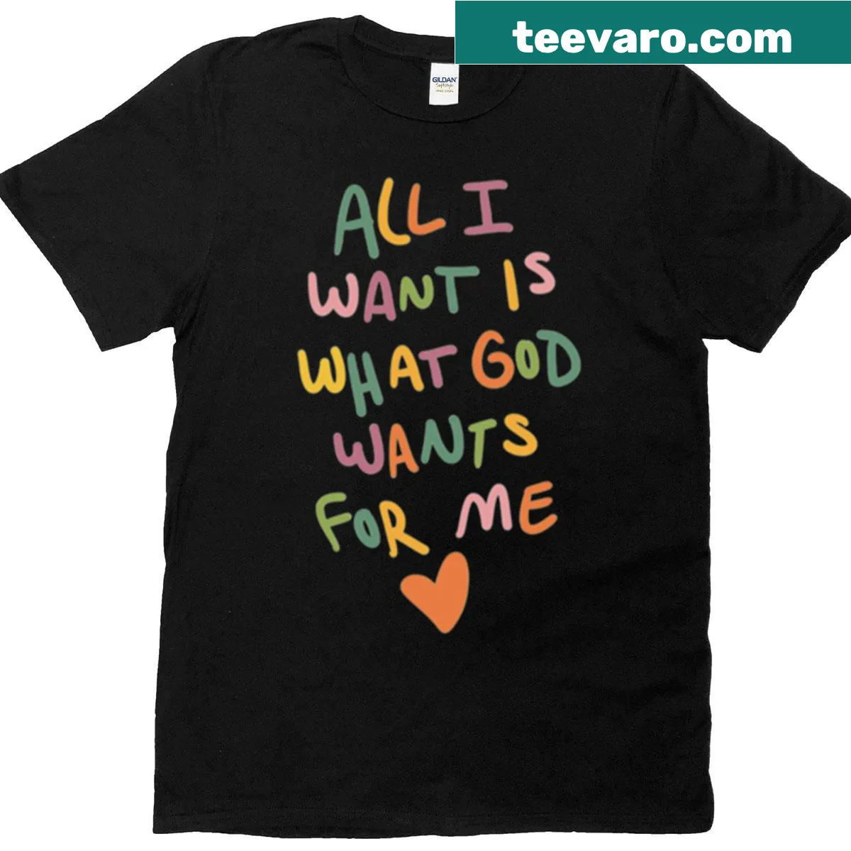 Faith-themed T-shirt with playful sticker style typography — on a men's t-shirt
