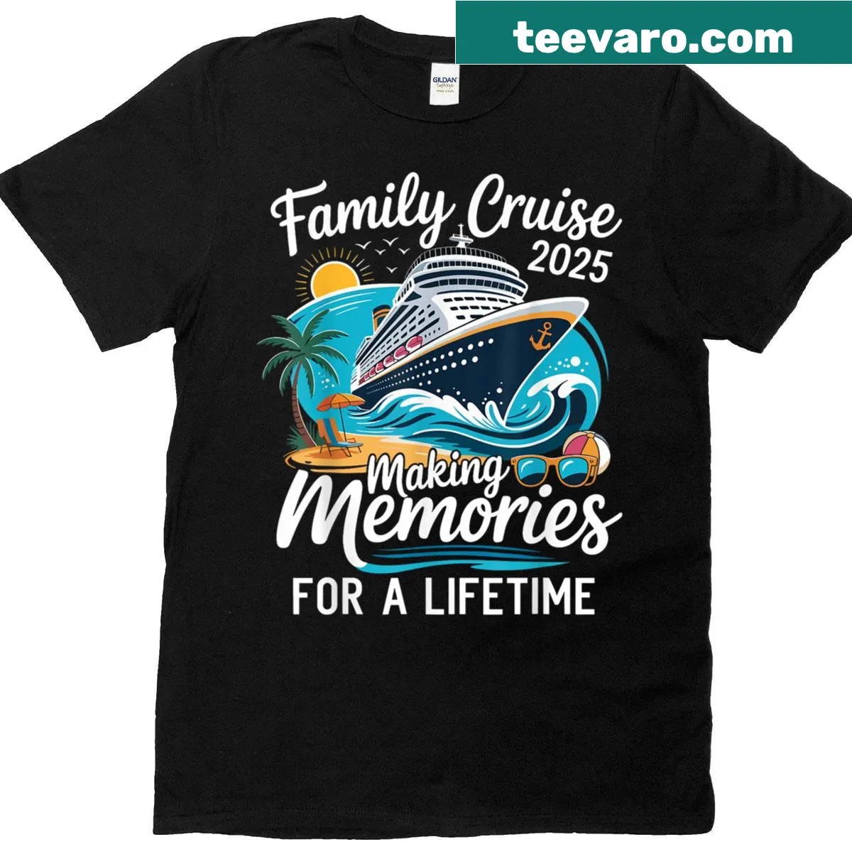 Family reunion cruise ship T-shirt with 2025 graphic — on a men's t-shirt