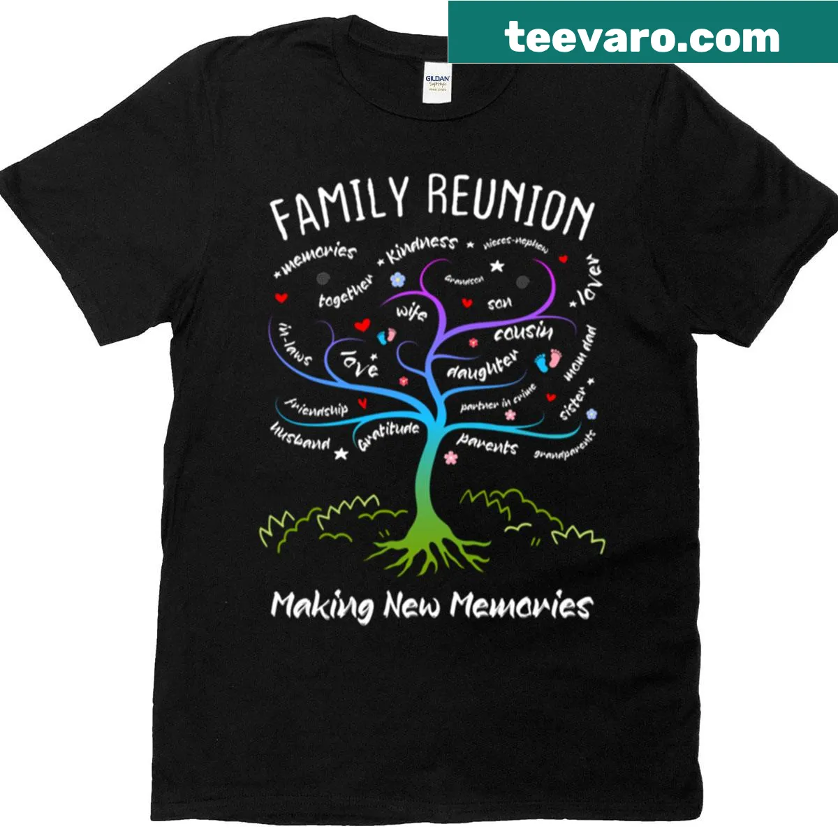 Matching family reunion vacation T-shirt with playful lettering — on a men's t-shirt