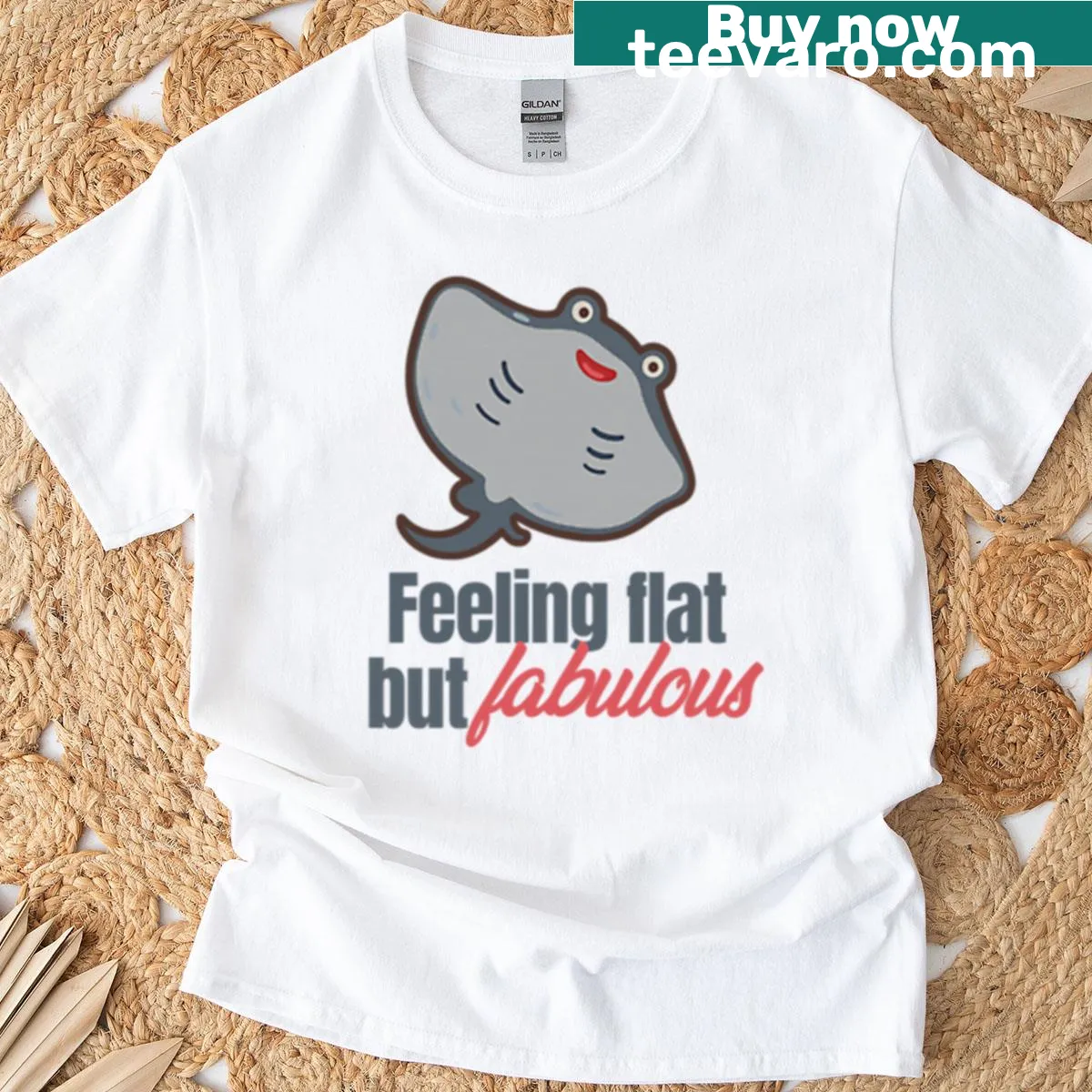 Positive stingray graphic with uplifting message — on a men's t-shirt