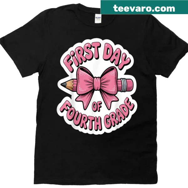 Cute T-shirt for girls with a coquette bow for 4th grade.