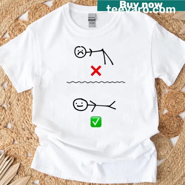Humorous text related to swimming on a T-shirt
