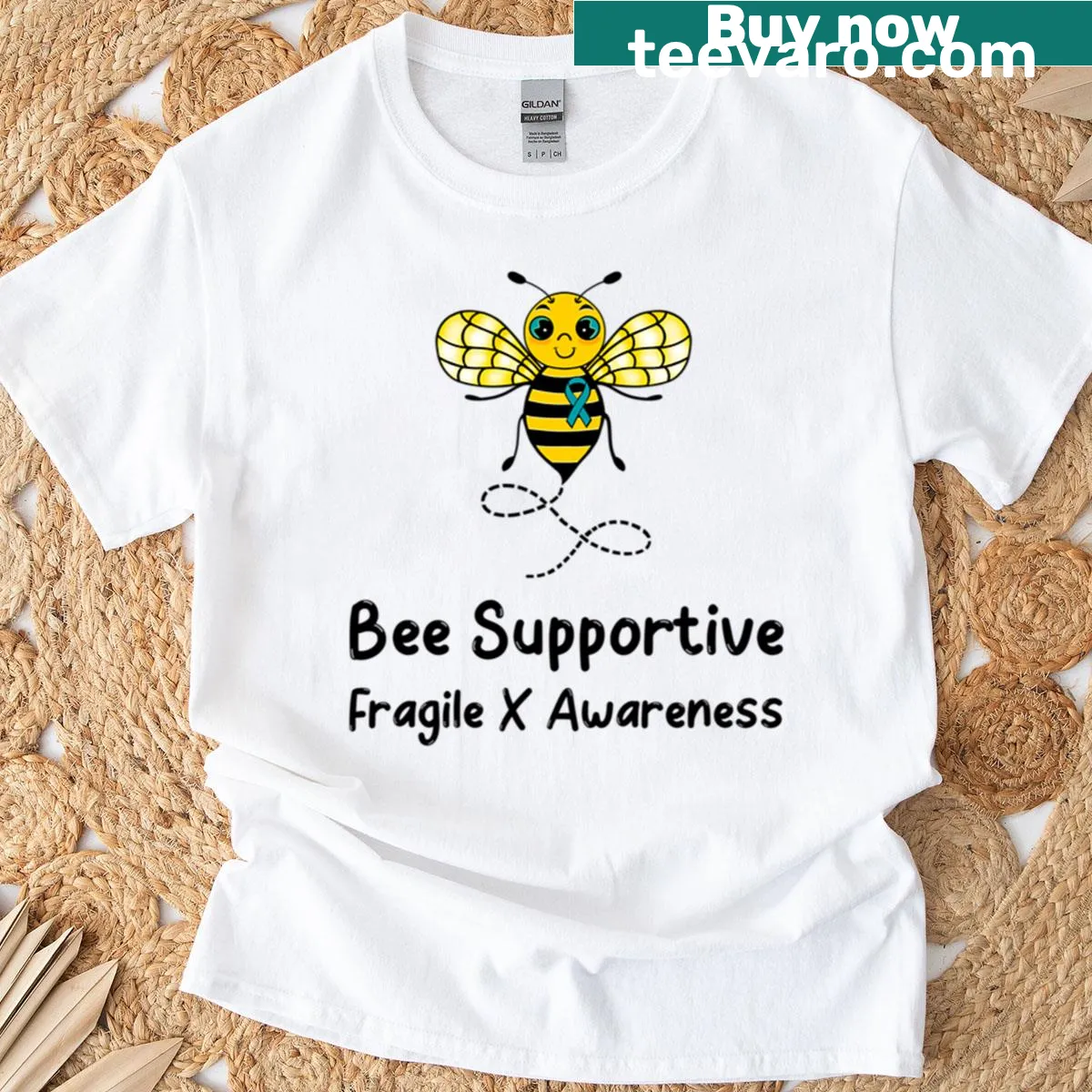 Text supporting Fragile X Syndrome awareness on a T-shirt — on a men's t-shirt