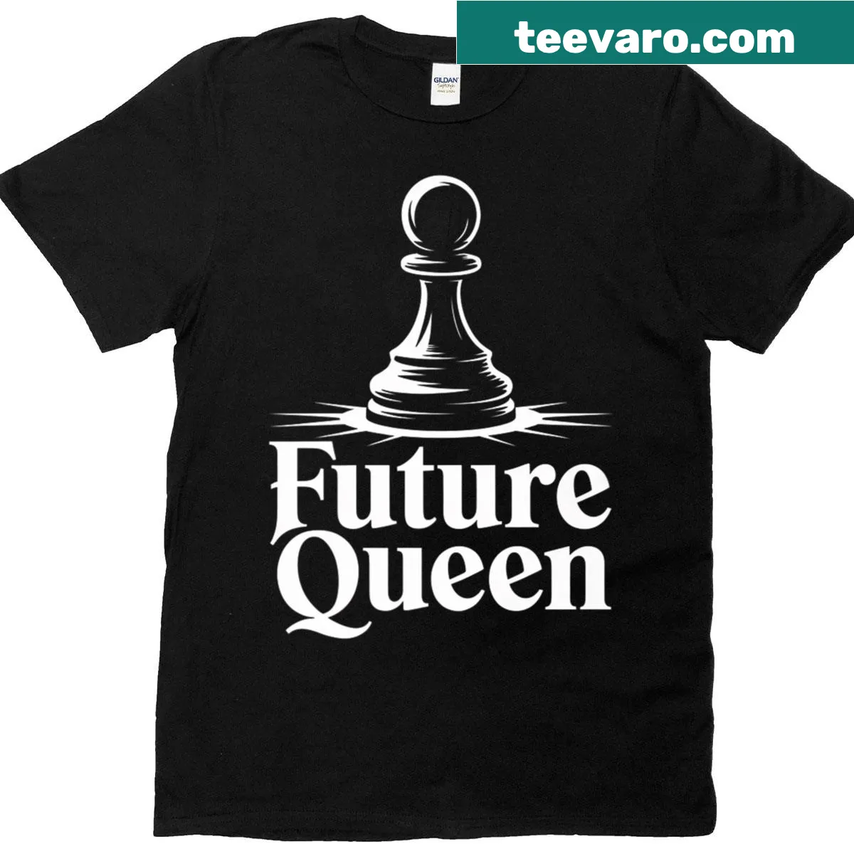 Chess queen meme T-shirt with humorous text — on a men's t-shirt