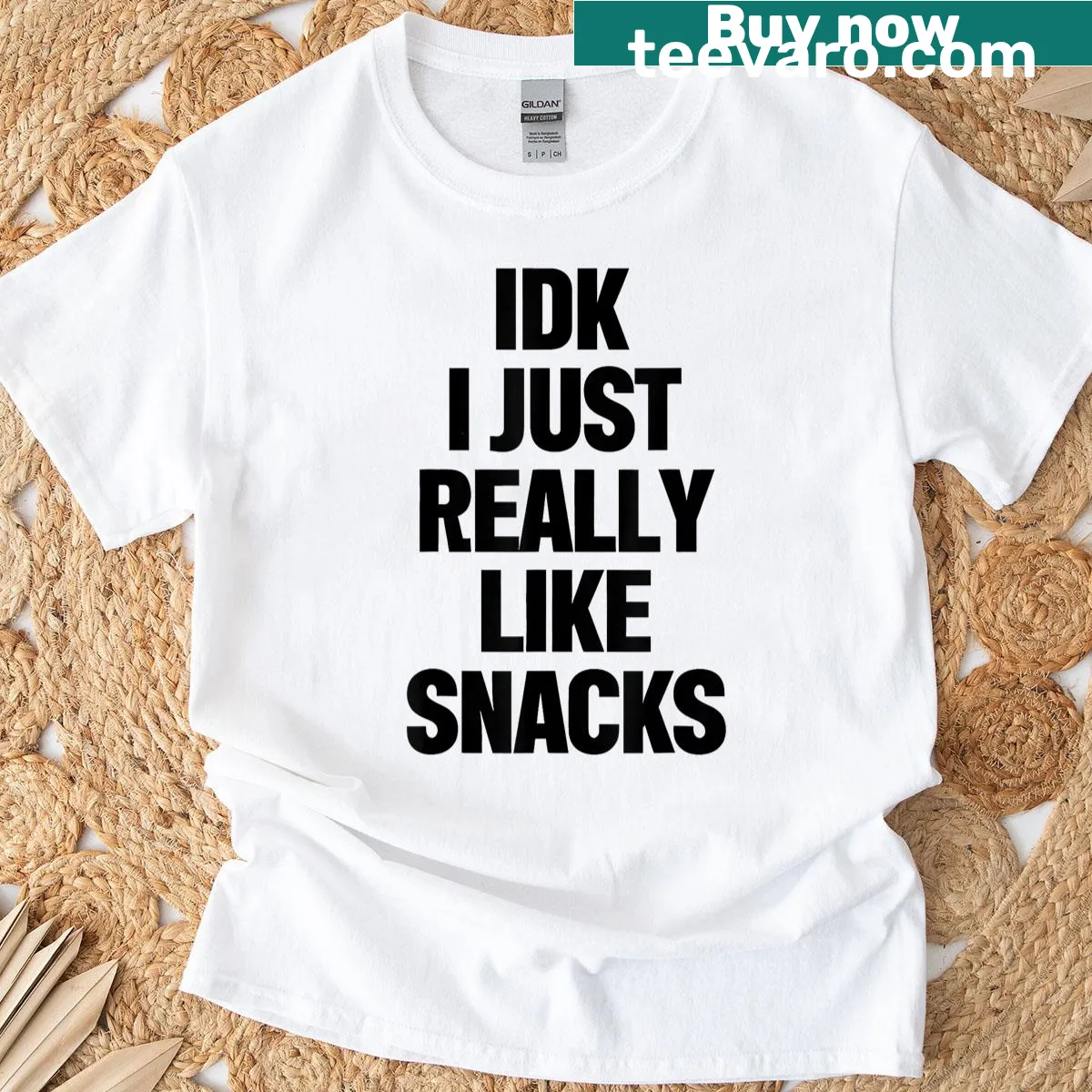 Humorous snack lovers t-shirt with playful text and graphics. — on a men's t-shirt