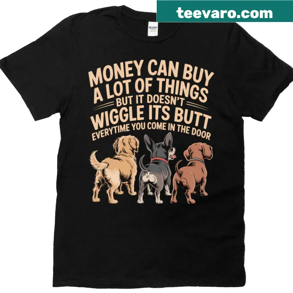 Playful rescue dog graphic t-shirt for dog lovers and owners.