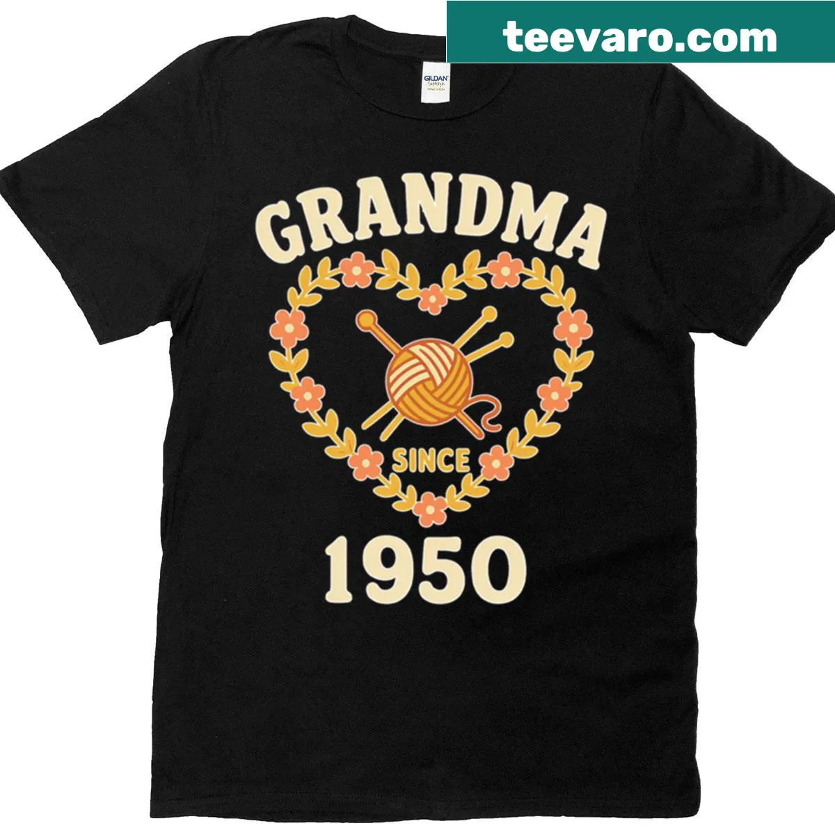 Vintage grandma-themed t-shirt celebrating knitting and family — on a men's t-shirt
