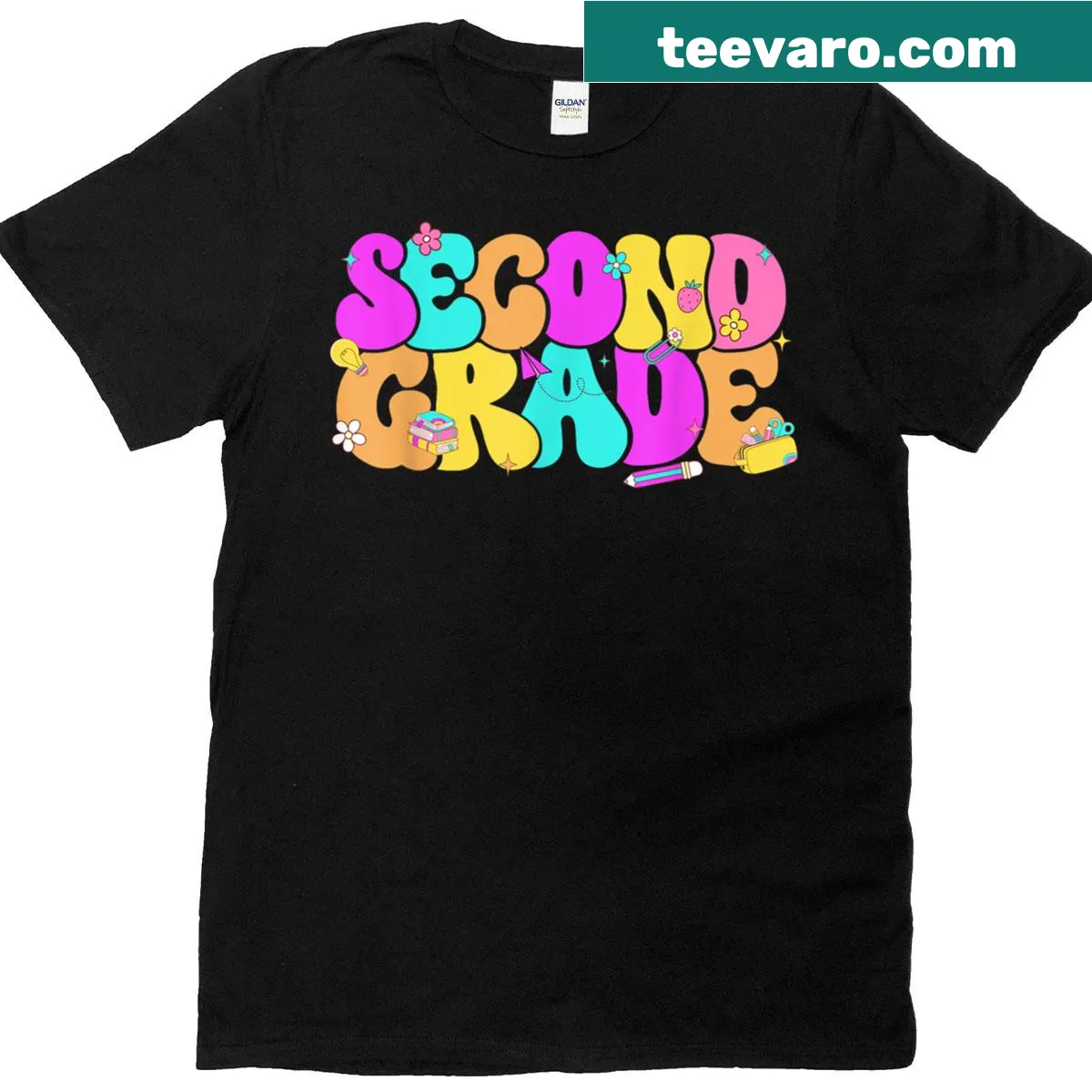 Back to school T-shirt with pencil and floral design — on a men's t-shirt