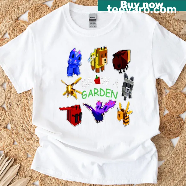 Illustrative garden-themed birthday t-shirt for kids