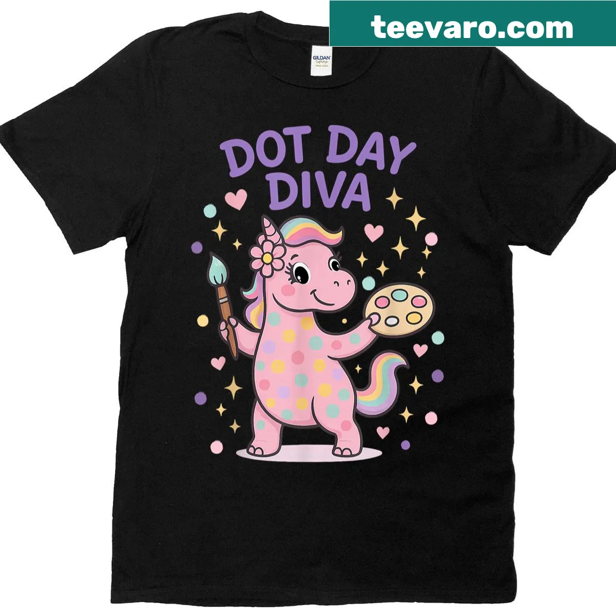 Cute unicorn graphic for Happy Dot Day — on a men's t-shirt