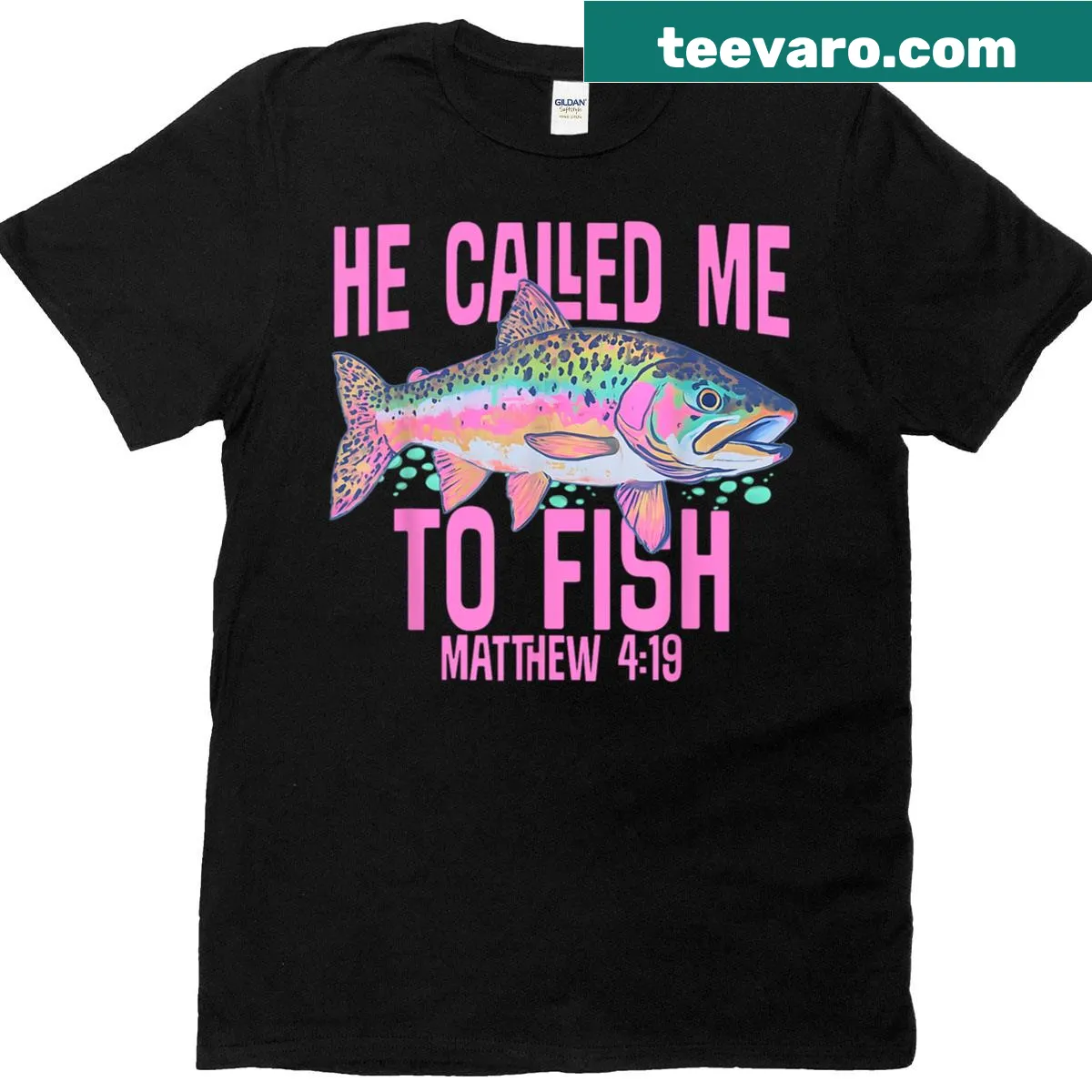 Faith-based fishing T-shirt featuring the phrase 'He Called Me To Fish' — on a men's t-shirt
