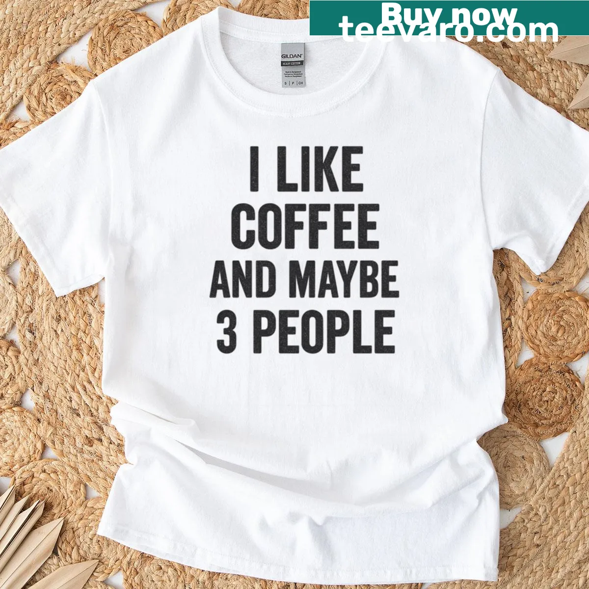 Funny introvert t-shirt with a coffee theme and humorous text. — on a men's t-shirt
