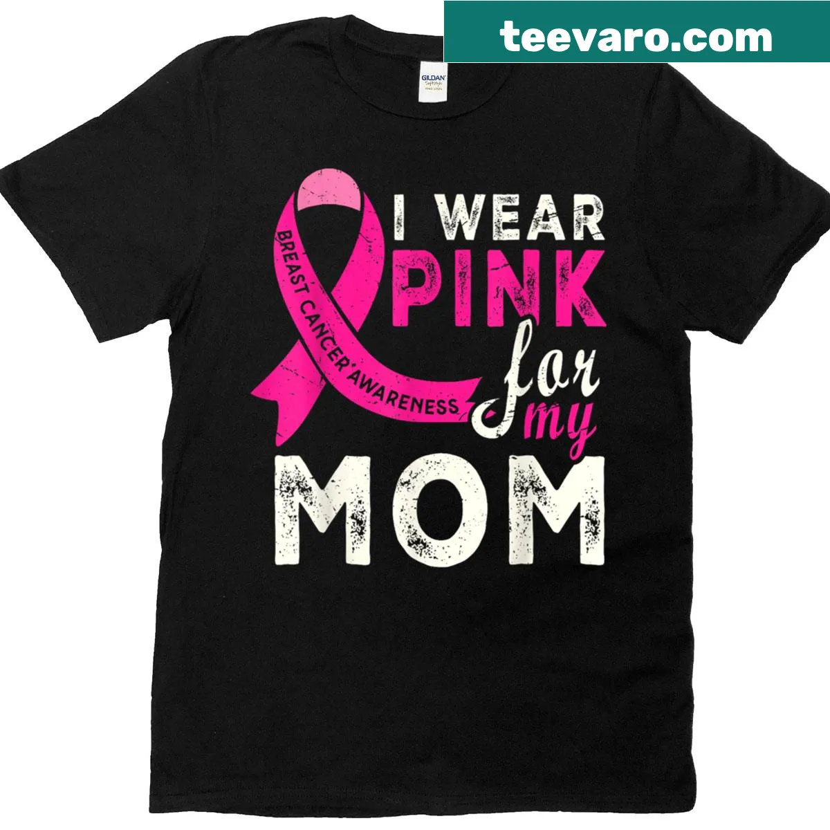 Supportive t-shirt with I Wear Pink For Mom text — on a men's t-shirt