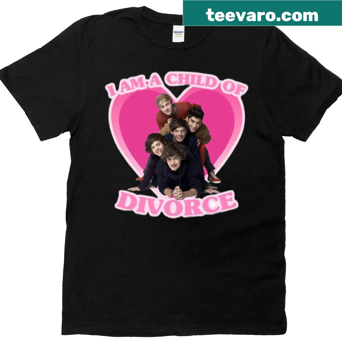 Nostalgic t-shirt for kids with 'I'm Child Of Divorce One Direction' text — on a men's t-shirt