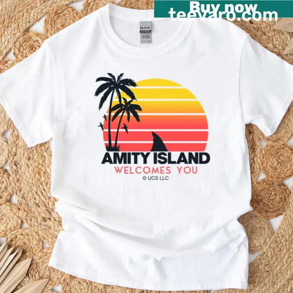 Jaws movie t-shirt with 'Amity Island Welcomes You' graphic
