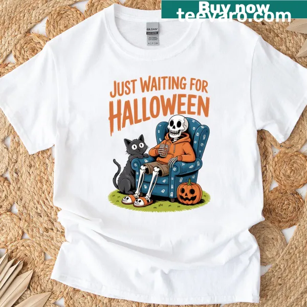 Spooky skeleton design for Halloween countdown T-shirt