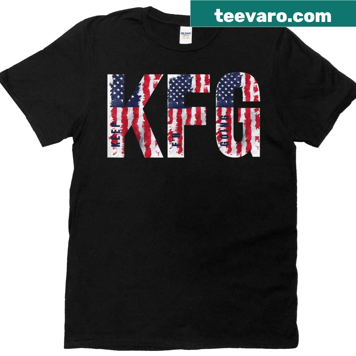 Bold military-style typography design saying 'Keep Fn Going' — on a men's t-shirt