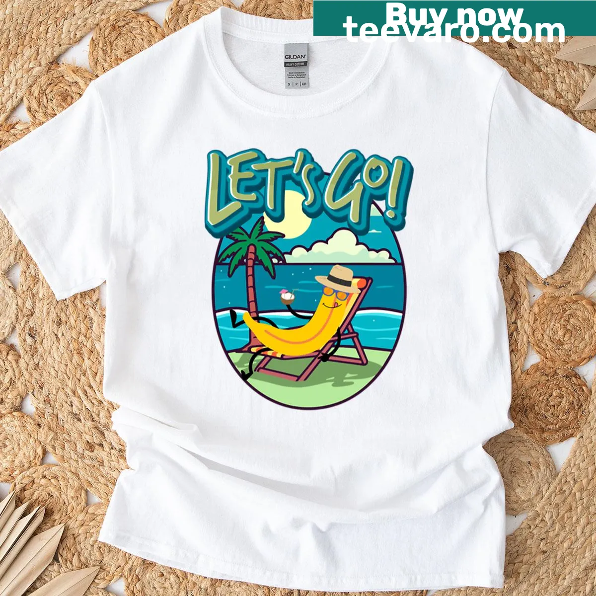 Let's Go graphic in lively typography on T-shirt — on a men's t-shirt