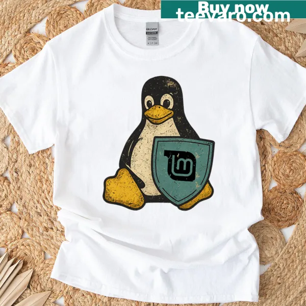 Linux Tux Mint T-shirt with penguin graphic