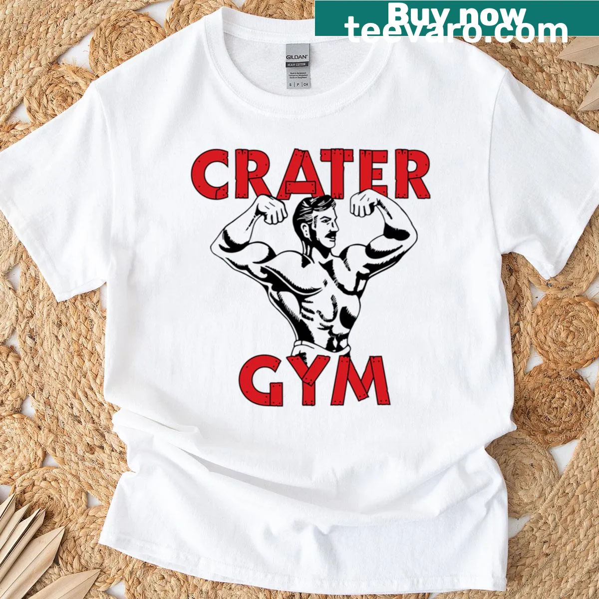 Edgy t-shirt with bold gym-themed graphic — on a men's t-shirt