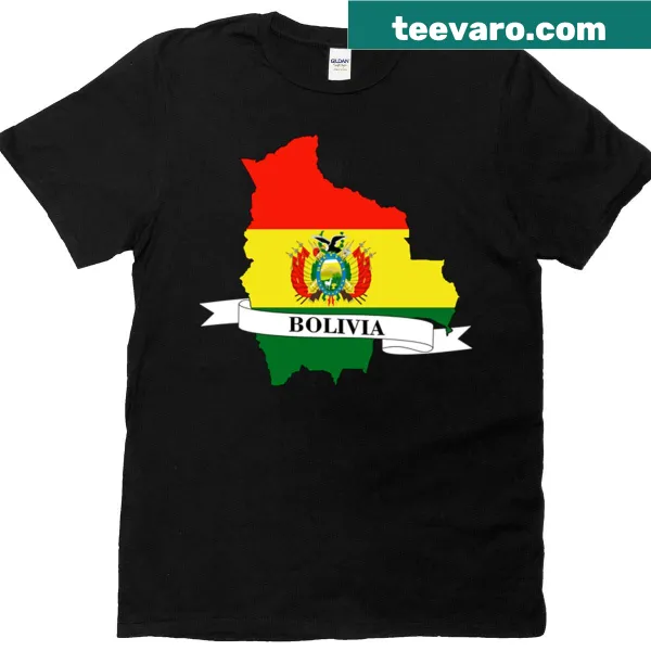 T-shirt featuring the map of Bolivia with its flag design