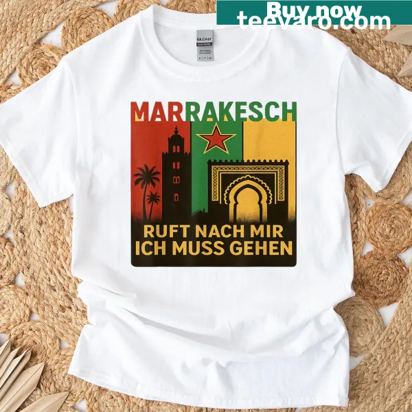 Vintage-inspired Marrakech travel t-shirt with a relaxed design