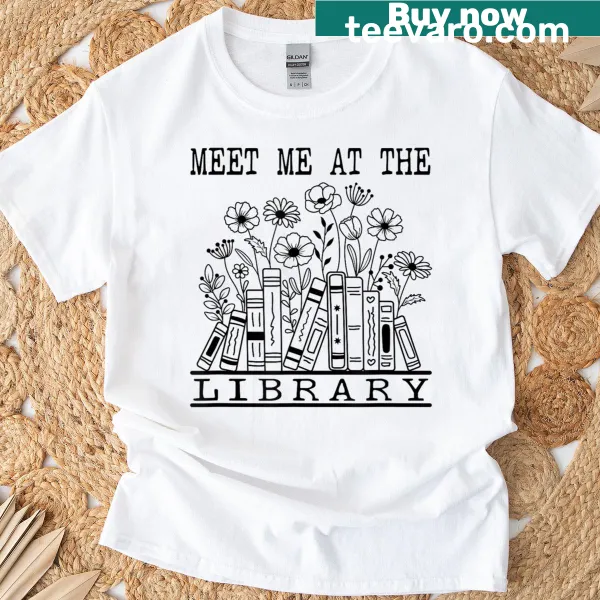 T-shirt inviting teachers and librarians to meet at the library