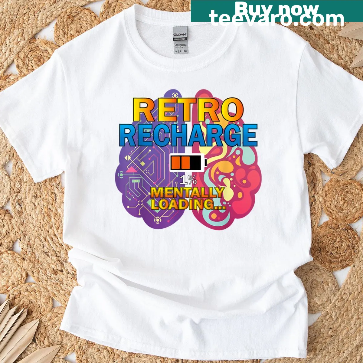 Retro text says 'Mentally Loading' for thinkers. — on a men's t-shirt