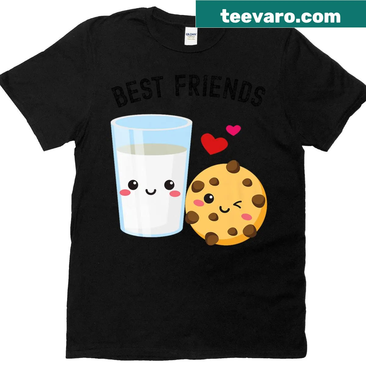 Cute kawaii milk and cookie graphic tee — on a men's t-shirt