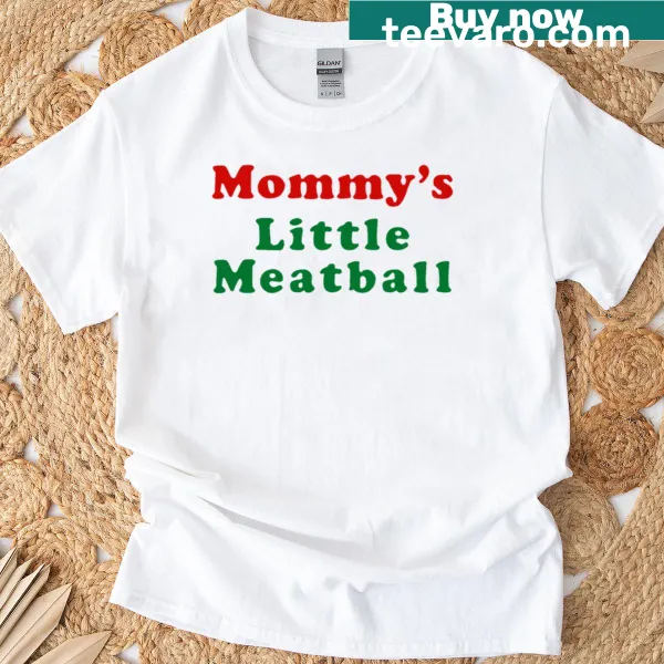 Cute illustration of 'Mommy's Little Meatball' on a t-shirt for mothers.
