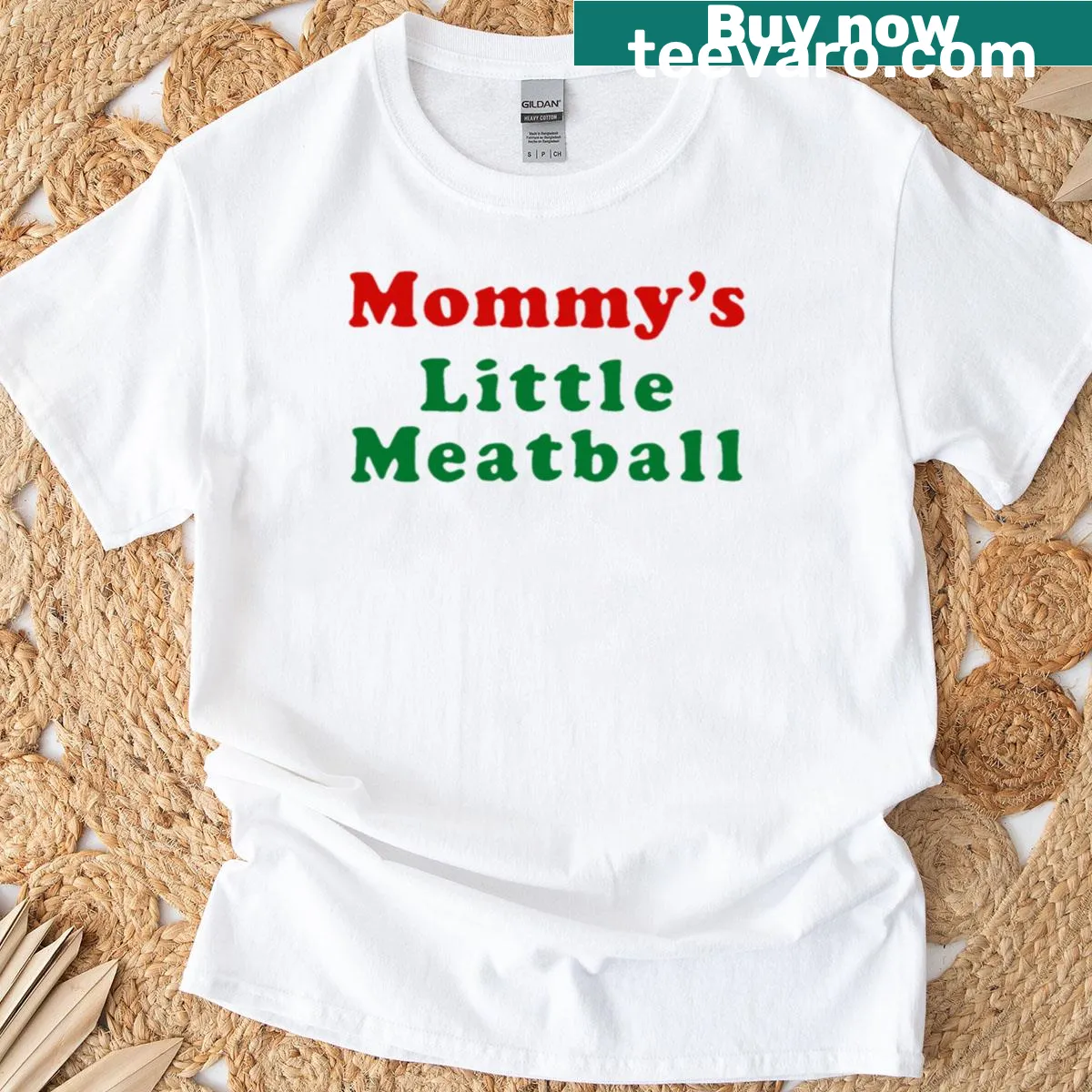 Cute illustration of 'Mommy's Little Meatball' on a t-shirt for mothers. — on a men's t-shirt