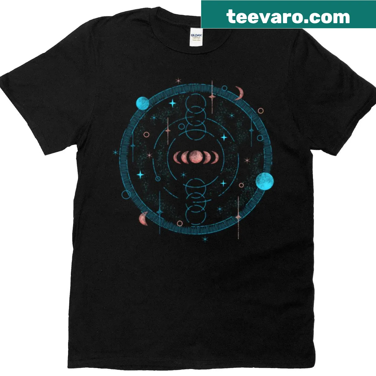 Illustration of moon phases on a black background T-shirt — on a men's t-shirt