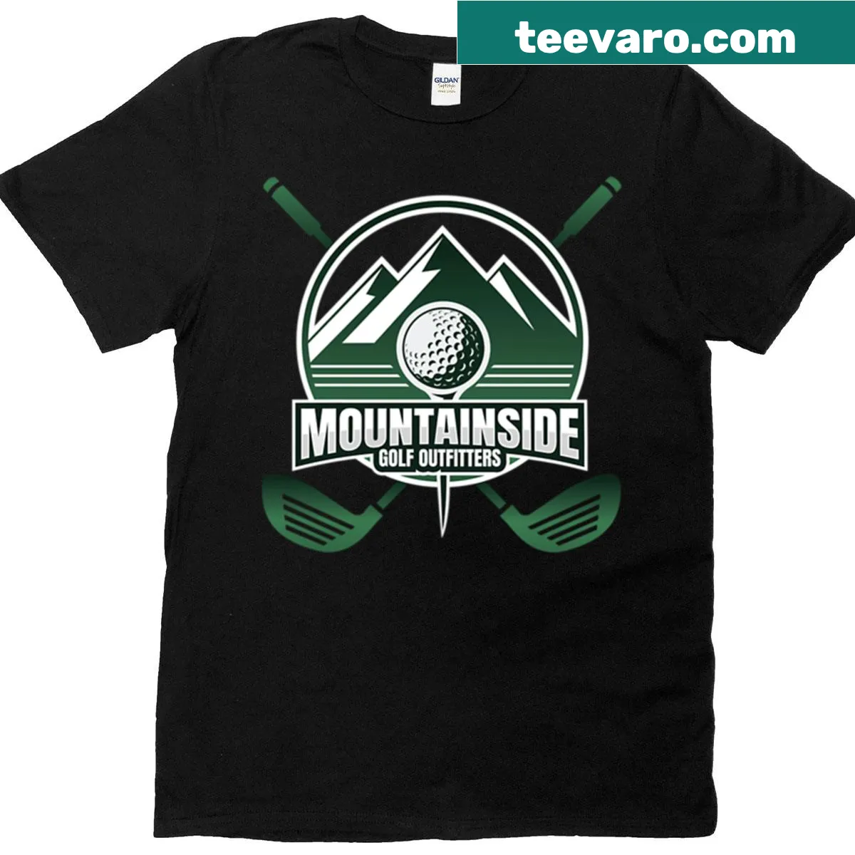 Mountainside Golf Outfitters logo graphic on a T-shirt — on a men's t-shirt