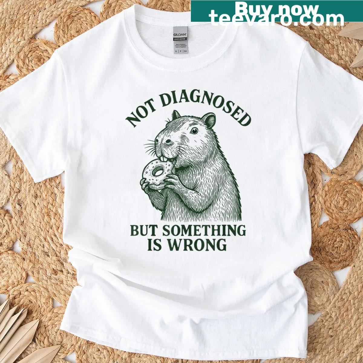 Mental health T-shirt with the phrase 'Not Diagnosed But Something Is Wrong' printed on it. — on a men's t-shirt