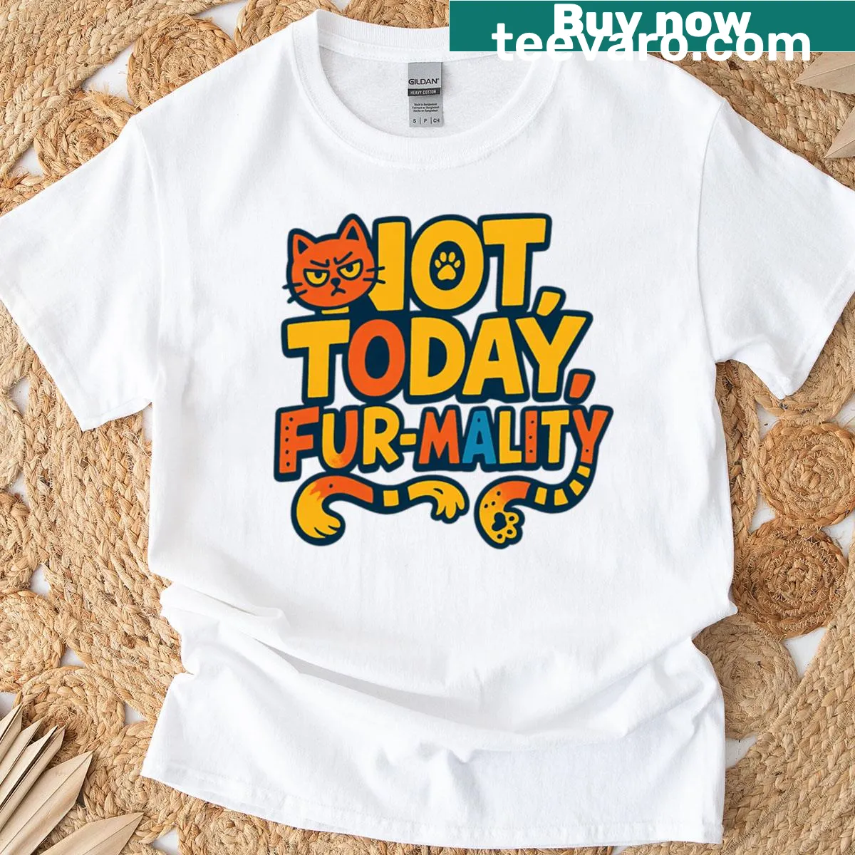 T-shirt with comic-style text and artwork for cat lovers — on a men's t-shirt