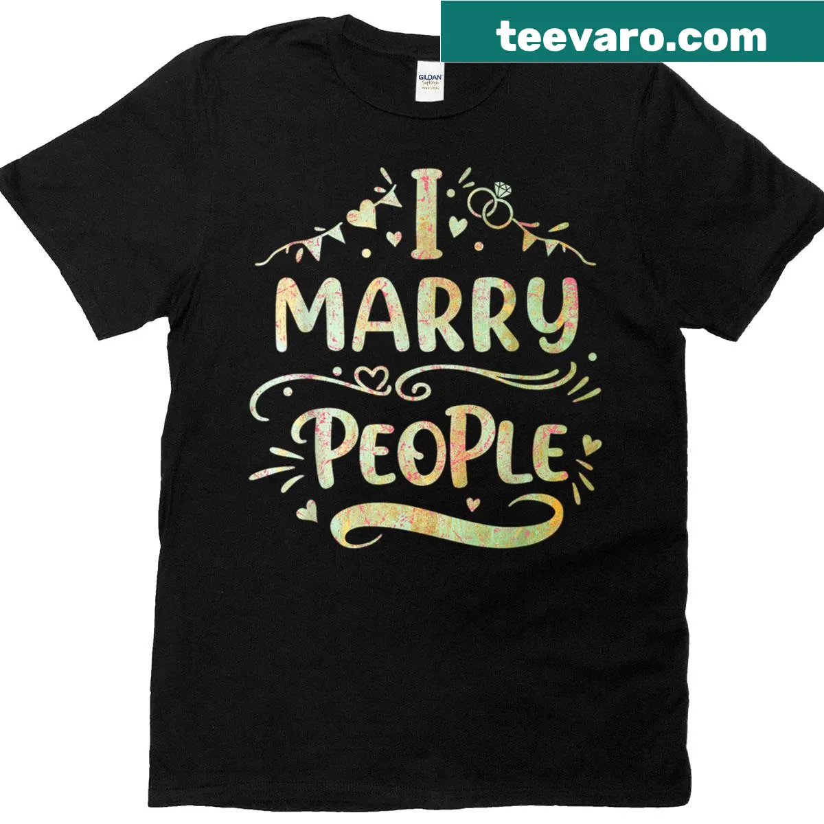 T-shirt featuring the phrase 'I Marry People' for wedding officiants — on a men's t-shirt
