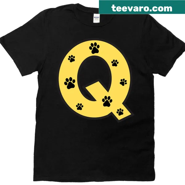 Kids T-shirt featuring paw print letters of the alphabet