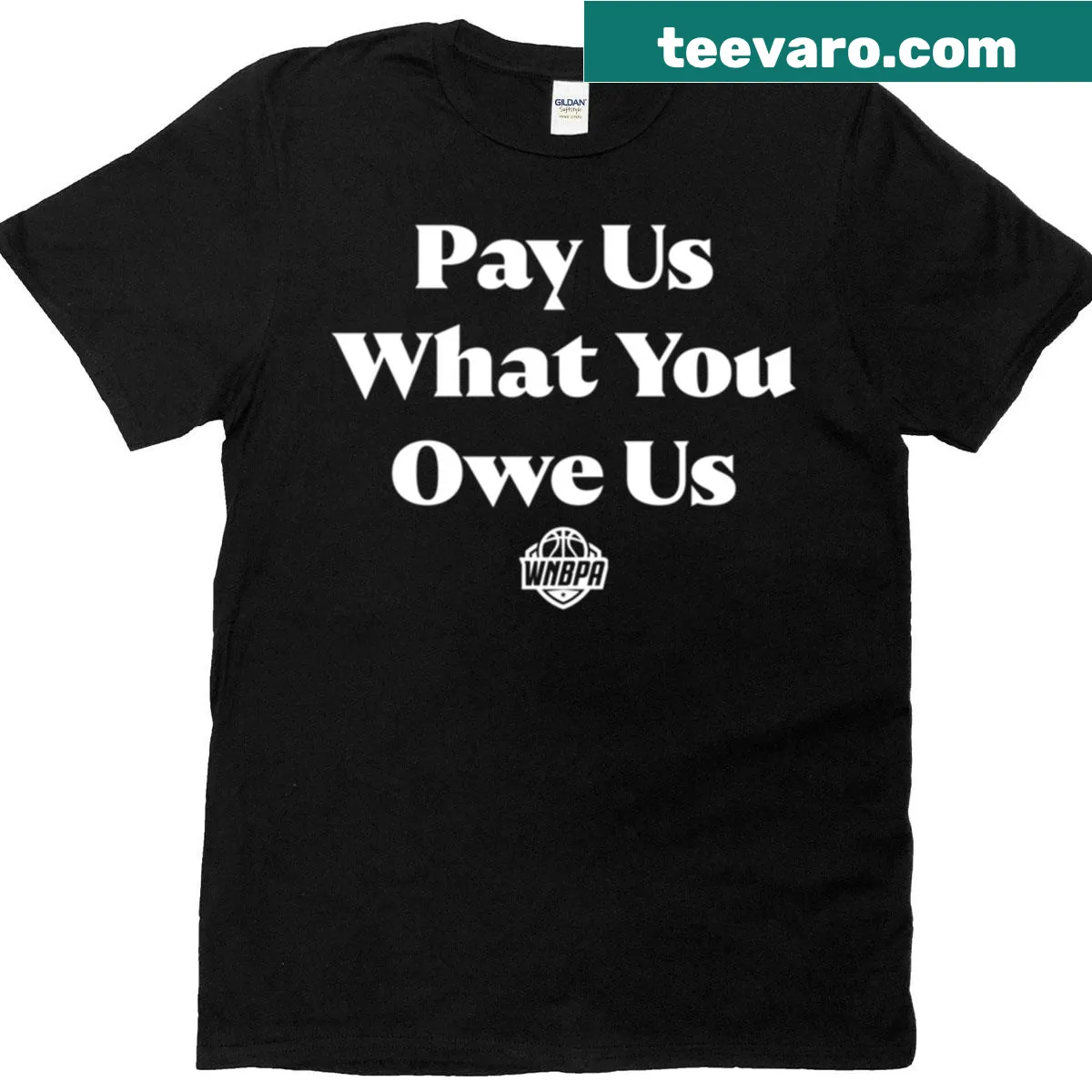 T-shirt with bold statement about women's basketball and fairness. — on a men's t-shirt