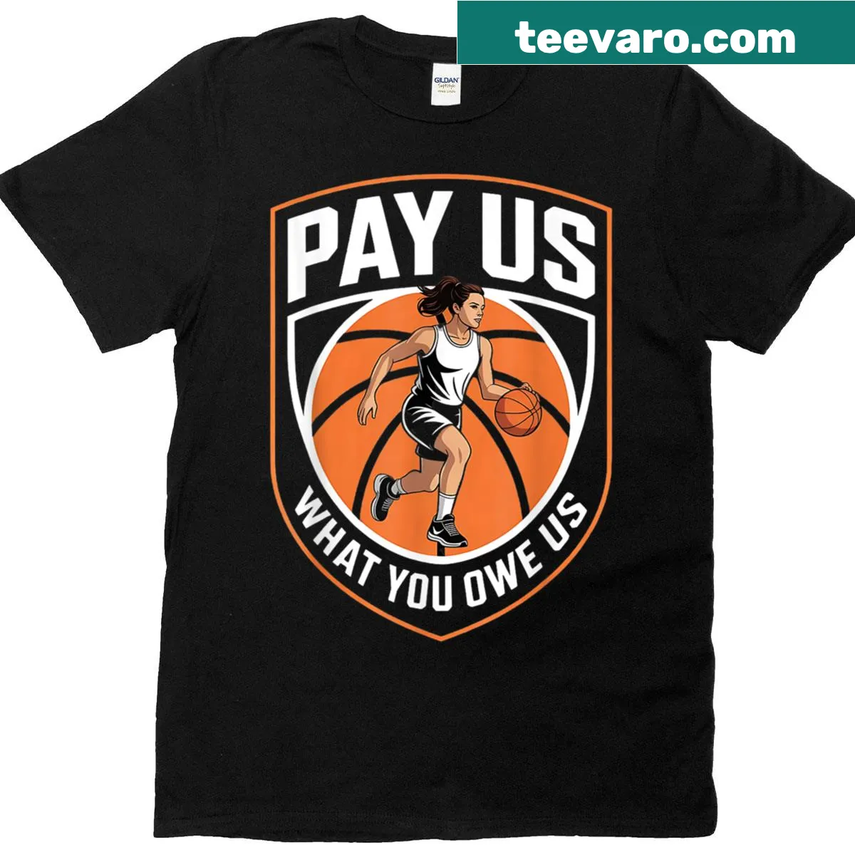 Women's sports T-shirt with the quote 'Pay Us What You Owe Us' — on a men's t-shirt