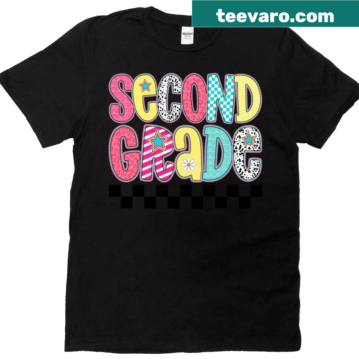 Preppy graphic t-shirt for second grade teachers with typography design — on a men's t-shirt