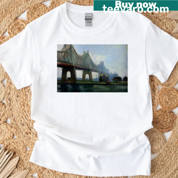 T-shirt featuring Edward Hopper inspired Queensborough Bridge illustration