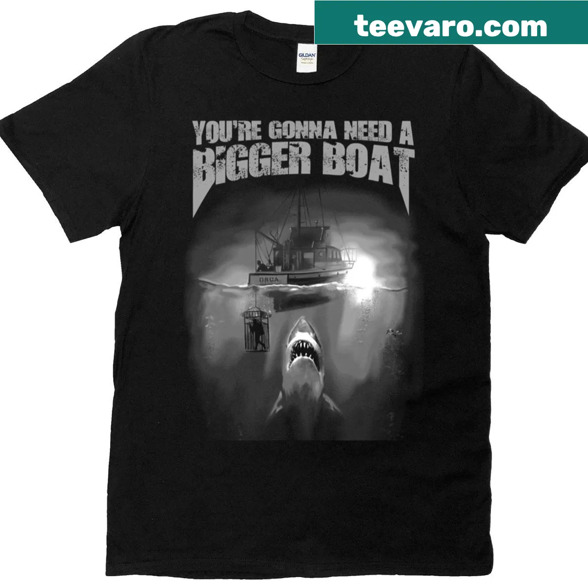Humorous fishing T-shirt with typography referencing a classic movie — on a men's t-shirt