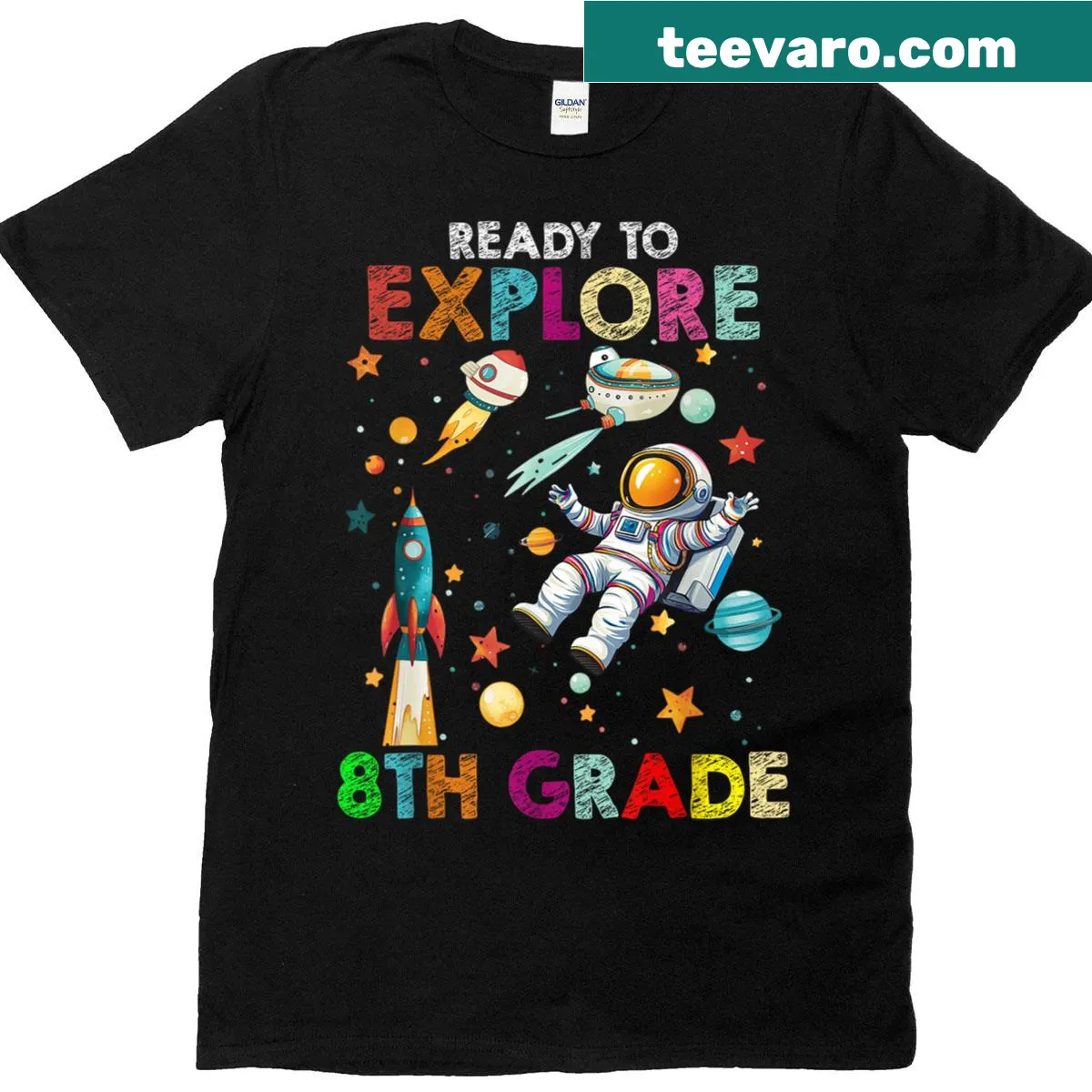 Back-to-school t-shirt for boys with astronaut design. — on a men's t-shirt