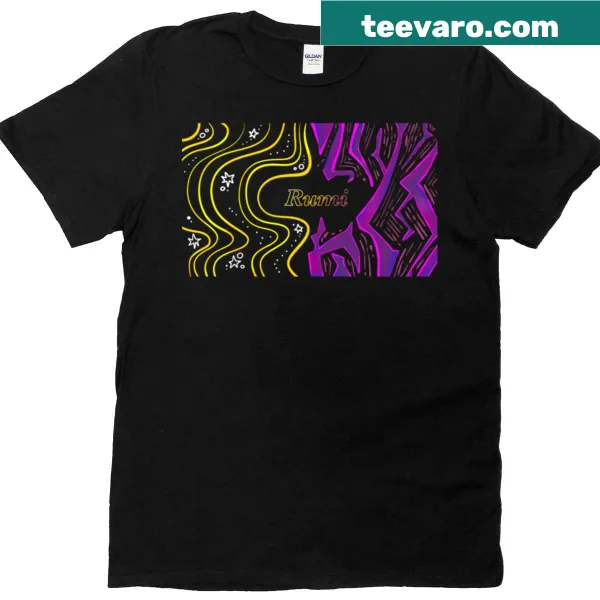 K-pop T-shirt featuring golden and demon patterns.
