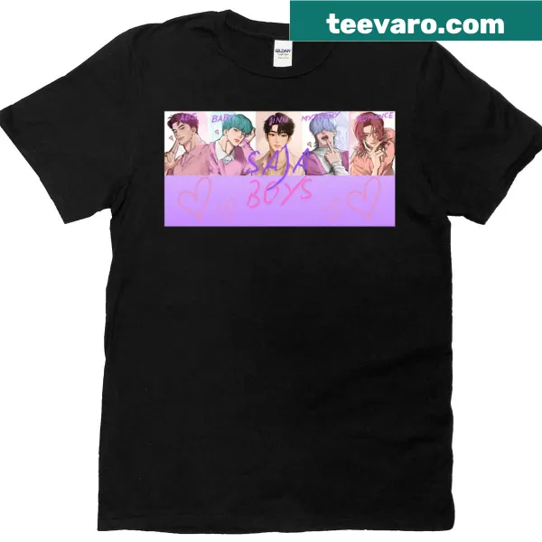 K-pop T-shirt featuring Saja Boys as demon hunters.