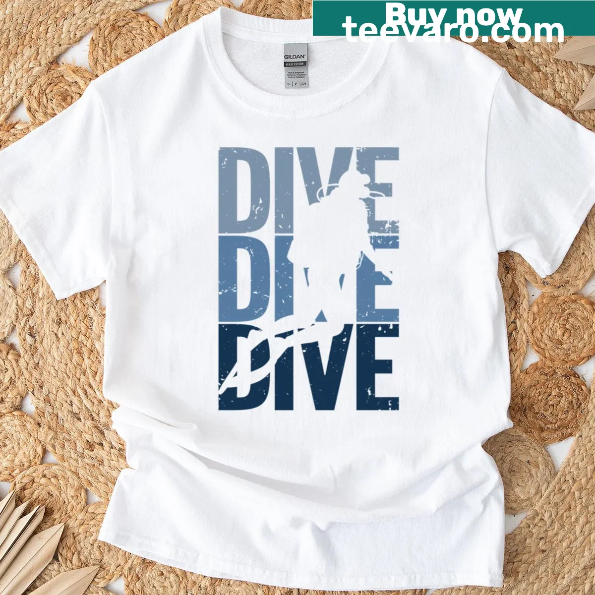 Vintage-inspired T-shirt with a scuba diving graphic and retro design — on a men's t-shirt