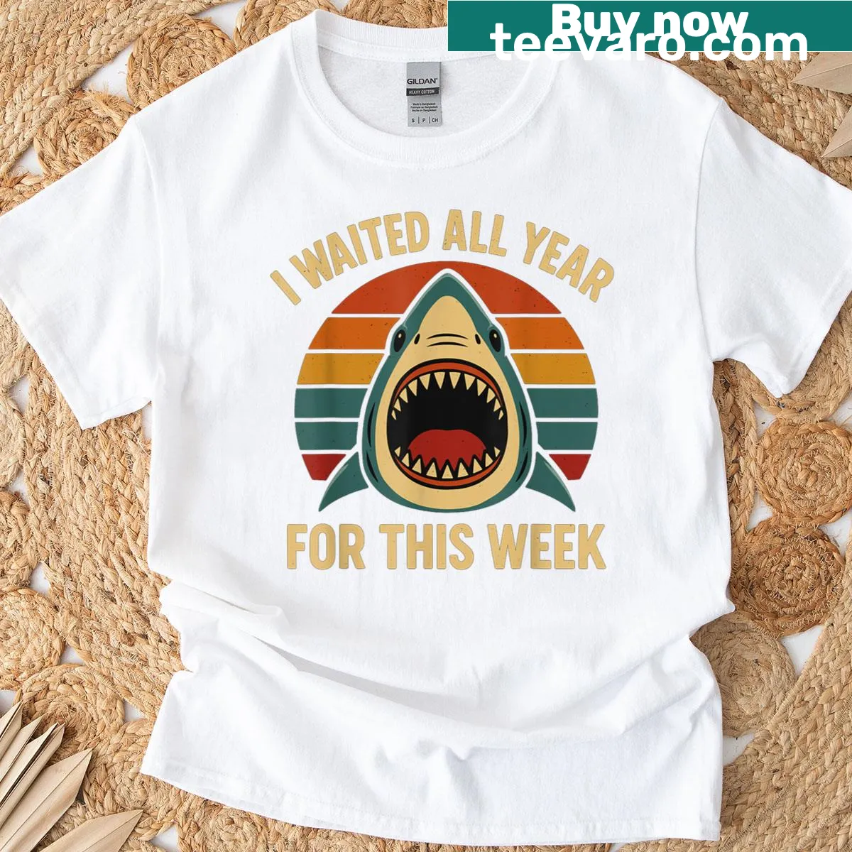 Whimsical shark design on a T-shirt celebrating ocean lovers — on a men's t-shirt