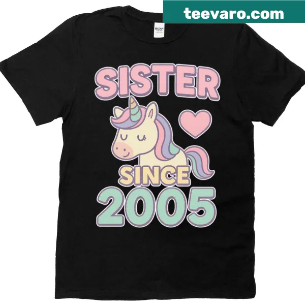 Cute pastel unicorn and heart T-shirt for sisters